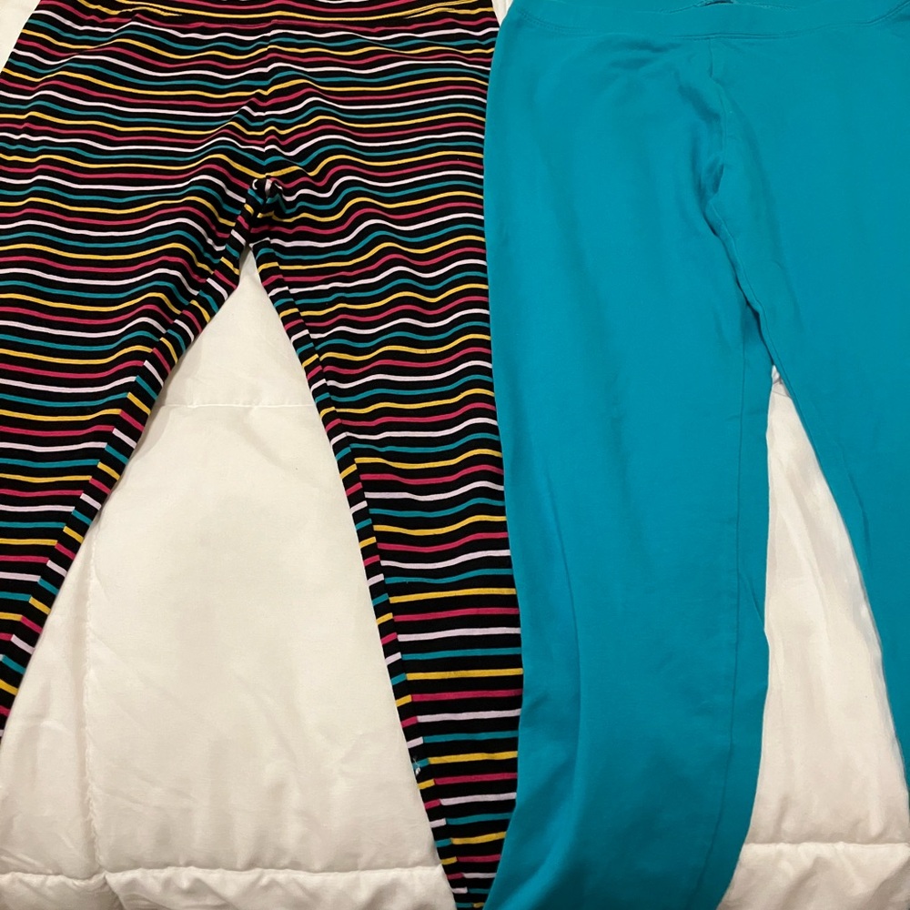 Colorful Striped and Blue Kids Leggings